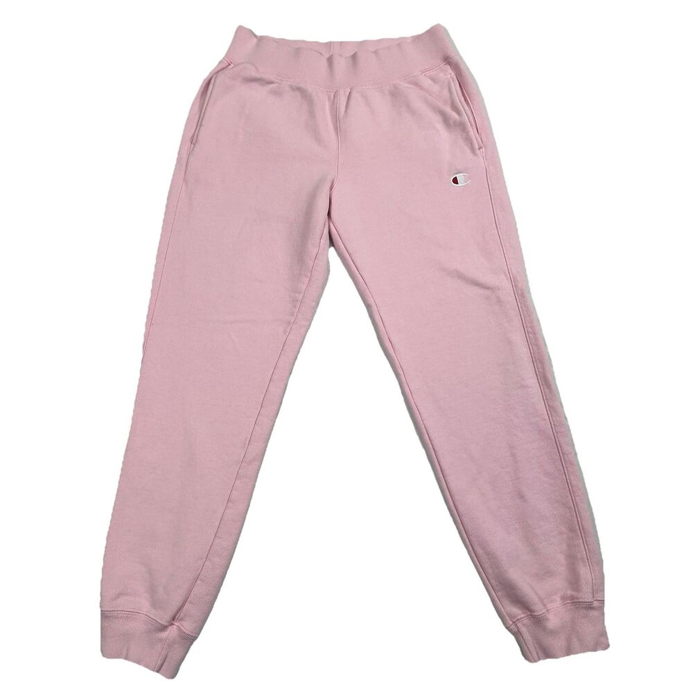 Champion Women's M Pink Reverse Weave Jogger Sweatpants Tapered Cinched